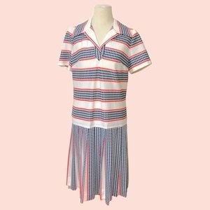 Vintage 50s rare Pomette Tennis Dress knit szS/M A-Line preppy plaid Gingham 60s